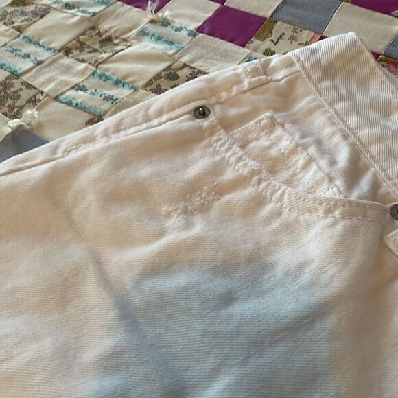 Loft Cut Off Frayed White Denim Roll Shorts Size 26/2 - NWOT - Picture 4 of 10